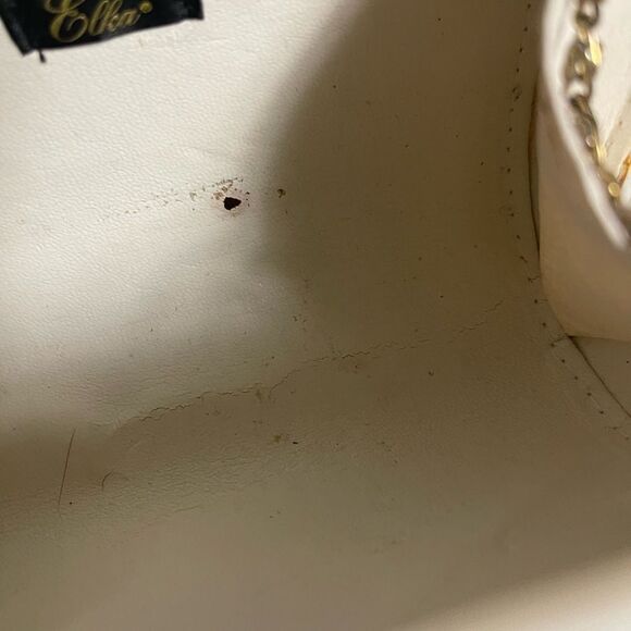 Elka acrylic pearlescent evening clutch crossbody bag gold tone snap latch. - Picture 8 of 9